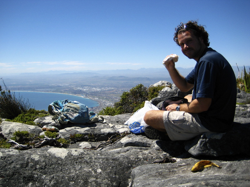 Backpacker\'s Lunch after hiking up Table Mountain- Cape Town, South Africa