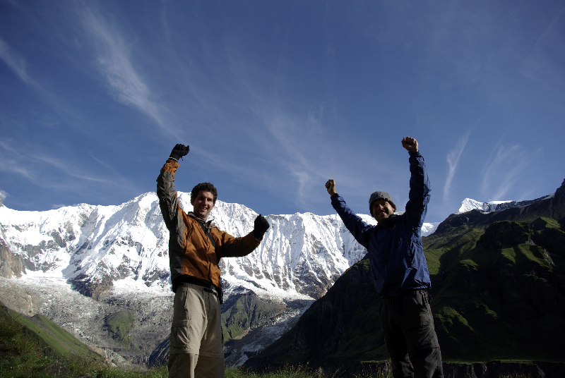 WE MADE IT! Celebrating reaching Annapurna Base Camp- Nepal